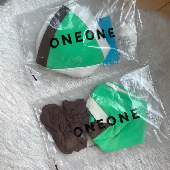 NWT OneOne Swimwear Bikini SET Kiwi Nellie Kameron Jesse New Collab Green Brown - Picture 5 of 7